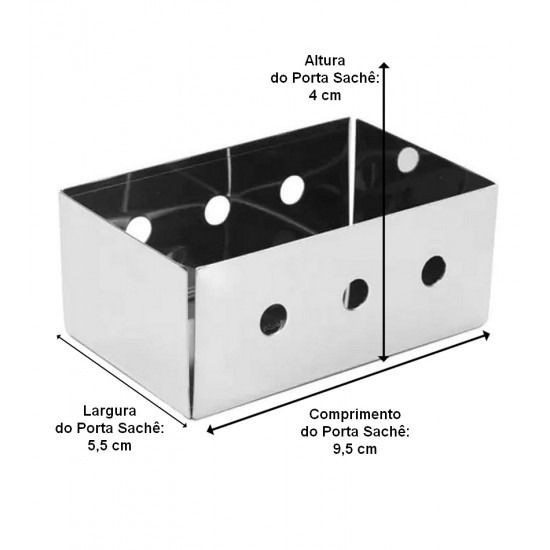 Porta Sachê 9,5cm Por 5,5cm Por 4cm De Aço Inox Mimo Style